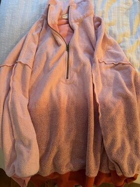 Urban Outfitters Pink Fleece Half-Zip Pullover